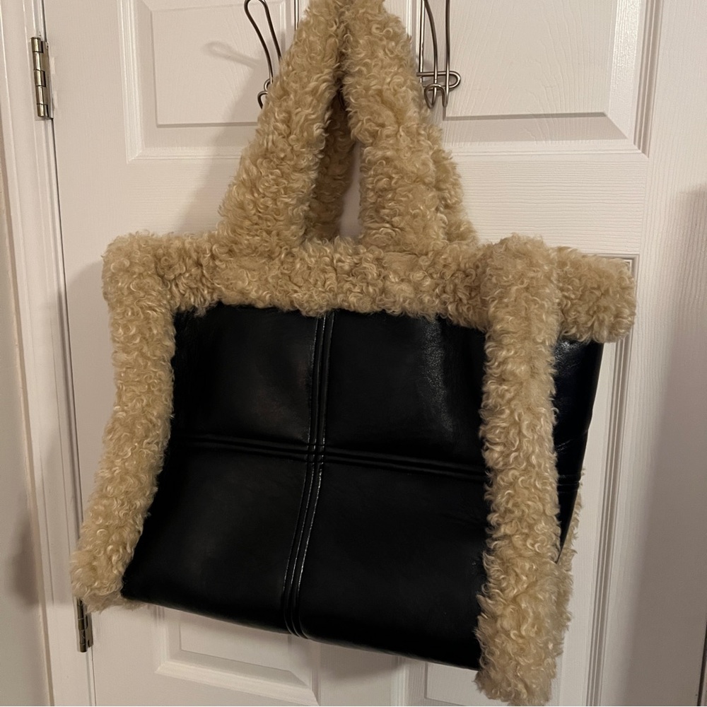 NEW Stand Studio Vegan Leather Shearling XL Tote
